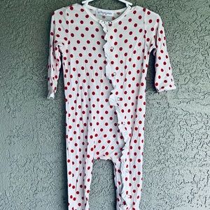 GUC 12-18m baby Goosebumps Red & White Polkadot One Piece Snap with Ruffles